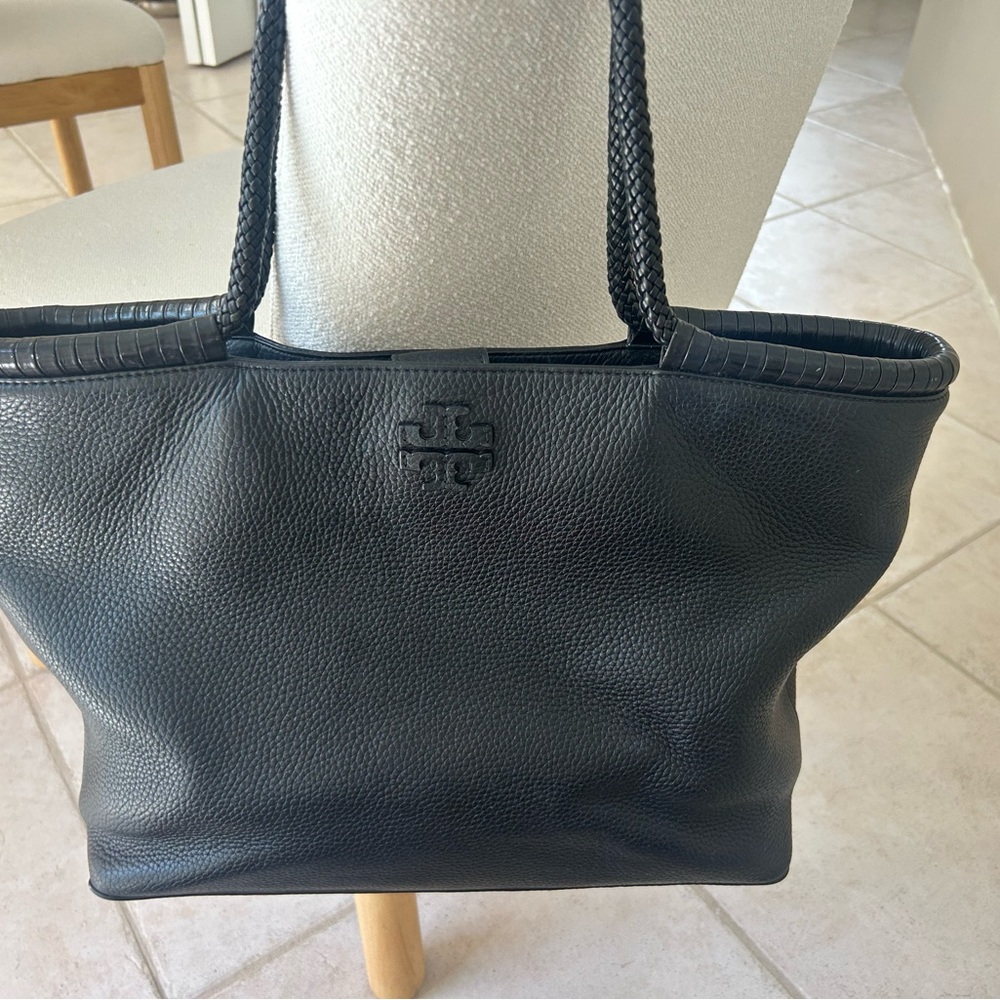 Tory Burch Black Textured Leather Tote